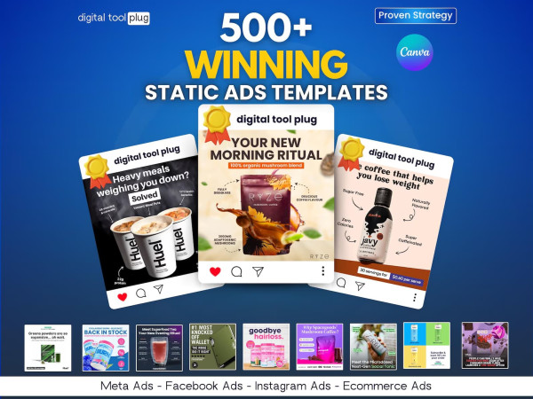 Más de 500 plantillas de metaanuncios de Canva: Facebook, Instagram, correo electrónico (PLR/MRR)